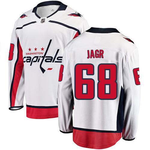 Herren Washington Capitals Eishockey Trikot Jaromir Jagr #68 Breakaway Weiß Fanatics Branded Auswärts